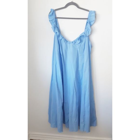 H&M Dresses & Skirts - Blue H&M Cotton Ruffle Maxi Dress
